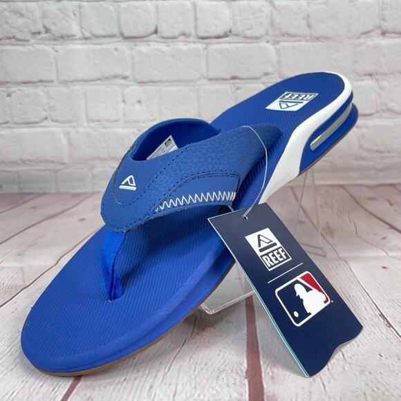 Reef Fanning x MLB LA Dodgers With Bottle Opener Flip Flops Sandals Mens Size 13 - Picture 4 of 11